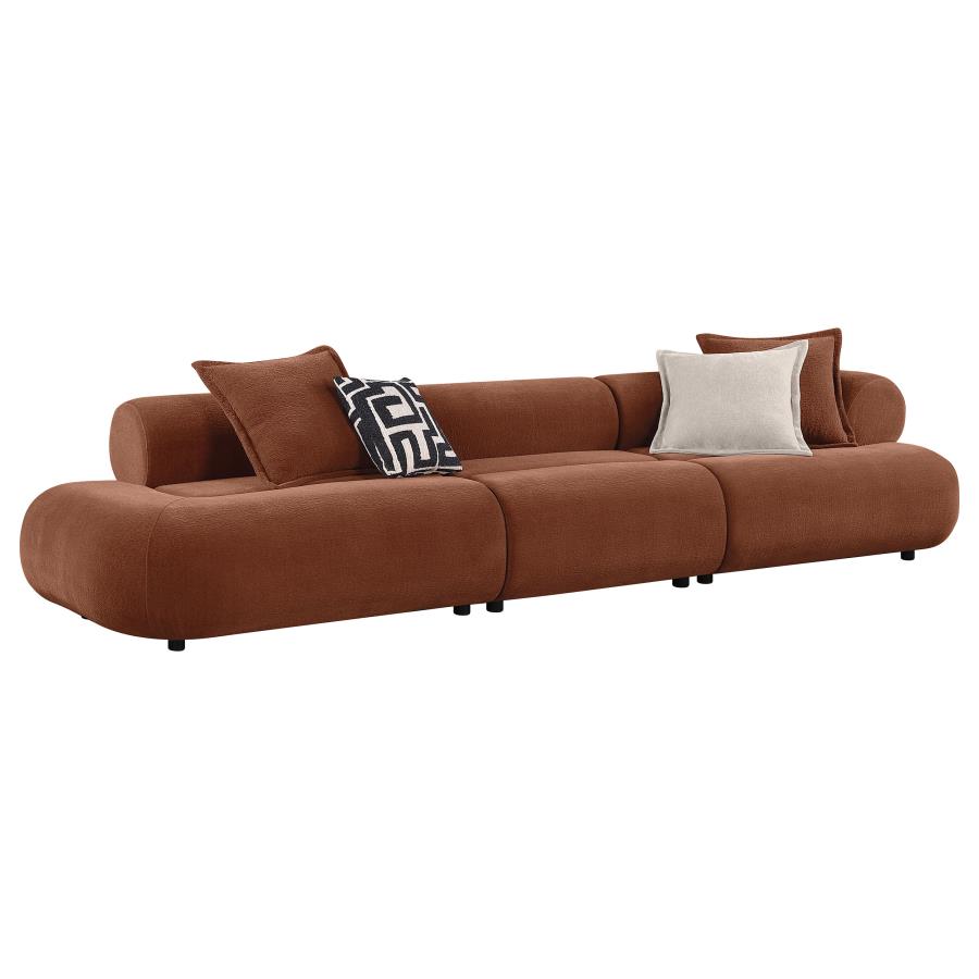 (image for) Byrne 143-inch Velvet Modular Bumper Sectional Sofa Rust