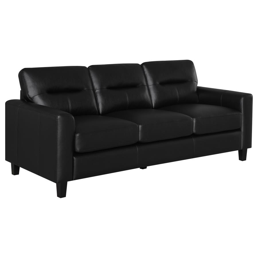 (image for) Scotland Faux Leather Upholstered Track Arm Sofa Black