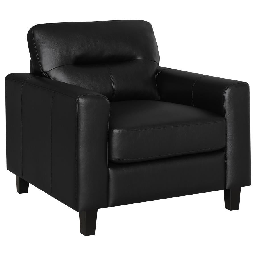 (image for) Scotland Faux Leather Upholstered Track Arm Chair Black