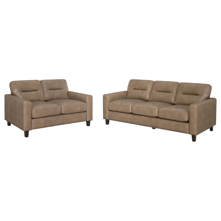 (image for) Scotland 2-piece Faux Leather Upholstered Sofa Set Brown