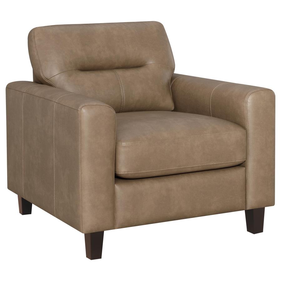 (image for) Scotland Faux Leather Upholstered Track Arm Chair Brown