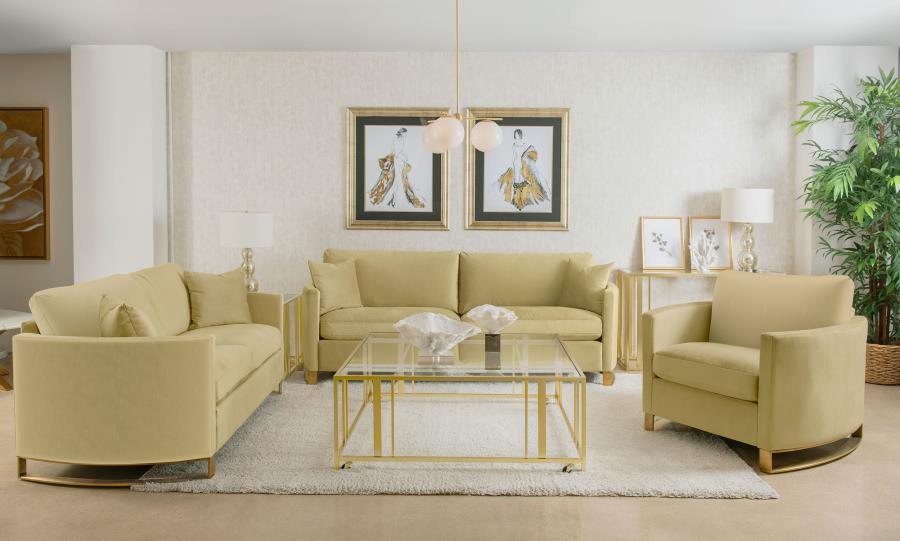 (image for) Corliss 3-piece Velvet Upholstered Sofa Set Camel