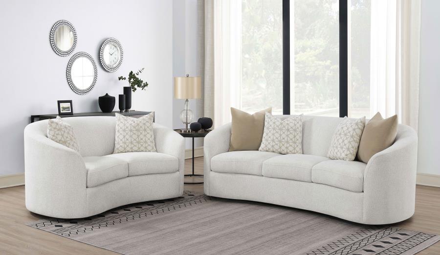 (image for) Rainn 2-piece Boucle Upholstered Sloped Arm Sofa Set Latte