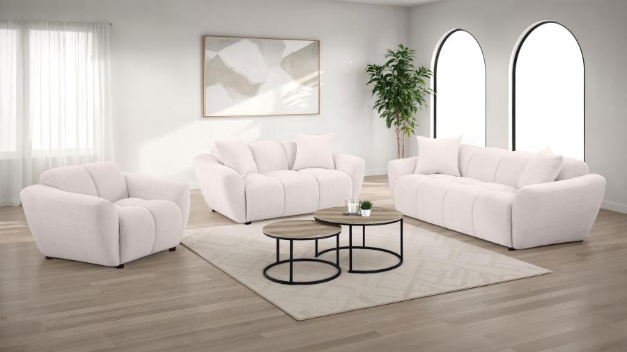(image for) Destino 3-piece Chenille Splayed Arm Sofa Set Greige