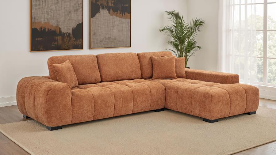 (image for) Octavia Tufted 2-Piece Sectional Chaise Sofa Orange