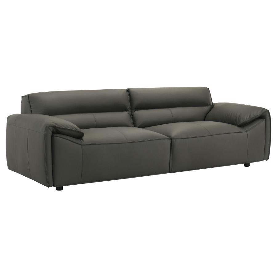 Buxton Top Grain Leather Upholstered Sofa Graphite (image for) Buxton Top Grain Leather Upholstered Sofa Graphite
