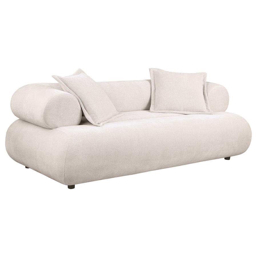 Eskola 3-seat Chenille Sofa with Rounded Shelter Arms Ivory (image for) Eskola 3-seat Chenille Sofa with Rounded Shelter Arms Ivory