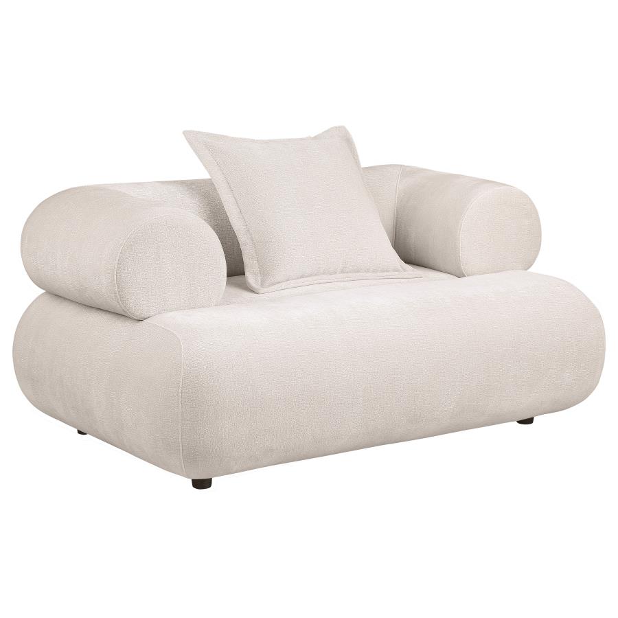 Eskola Chenille Accent Chair with Rounded Shelter Arms Ivory (image for) Eskola Chenille Accent Chair with Rounded Shelter Arms Ivory