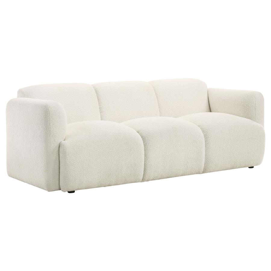 Dorset Fabric Upholstered Round Track Arm Sofa White (image for) Dorset Fabric Upholstered Round Track Arm Sofa White