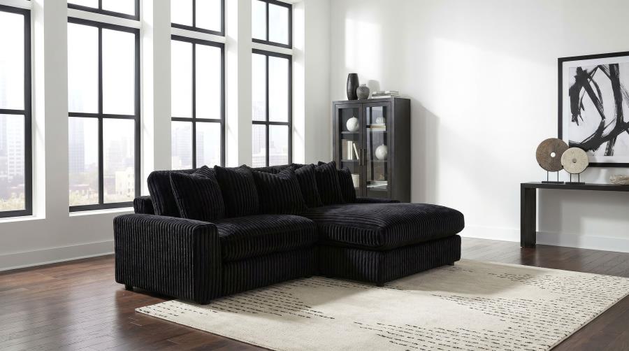 (image for) Blaine 2-Piece Corduroy Reversible Chaise Sectional Sofa Black