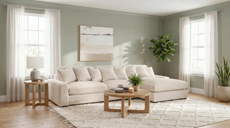 (image for) Blaine 3-Piece Corduroy Reversible Chaise Sectional Sofa Sand