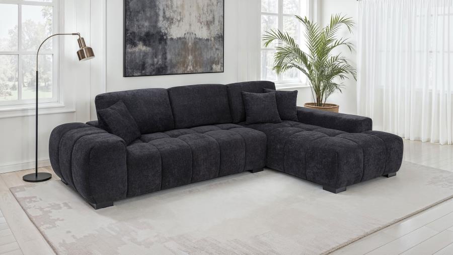 (image for) Octavia Tufted 2-Piece Sectional Chaise Sofa Black