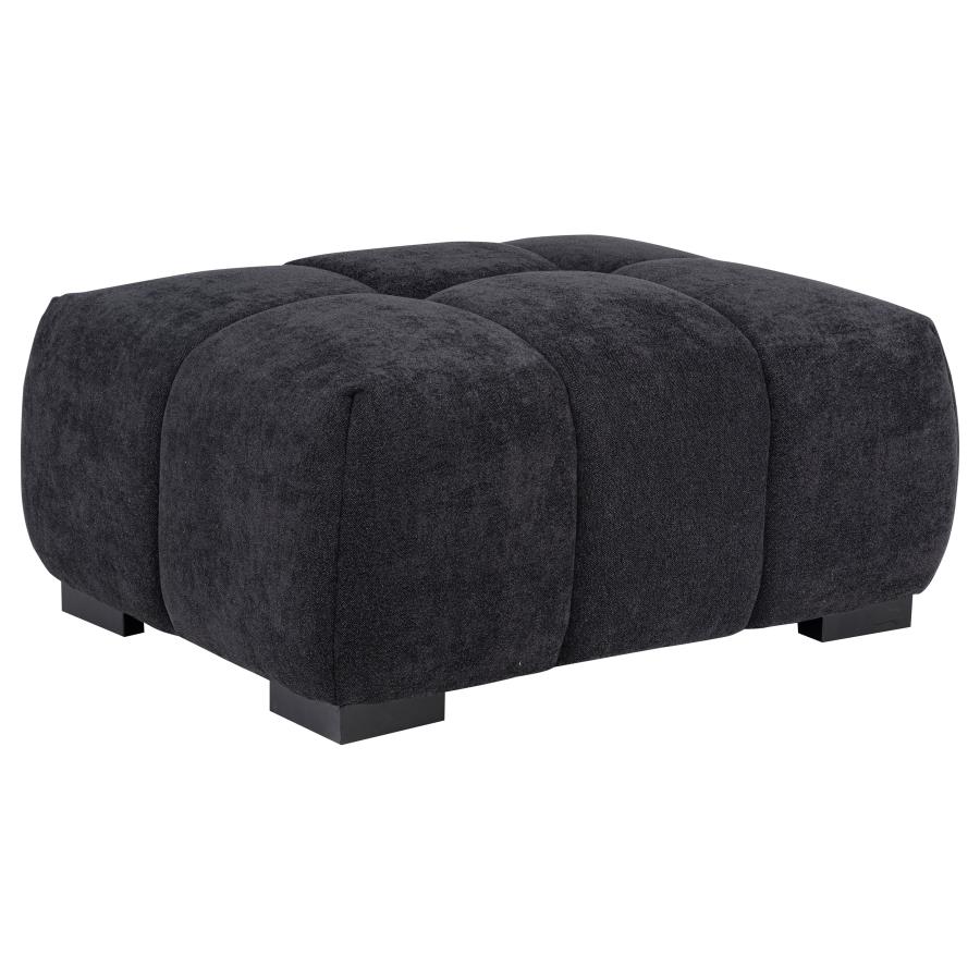 (image for) Octavia Tufted Upholstered Rectangular Ottoman Black
