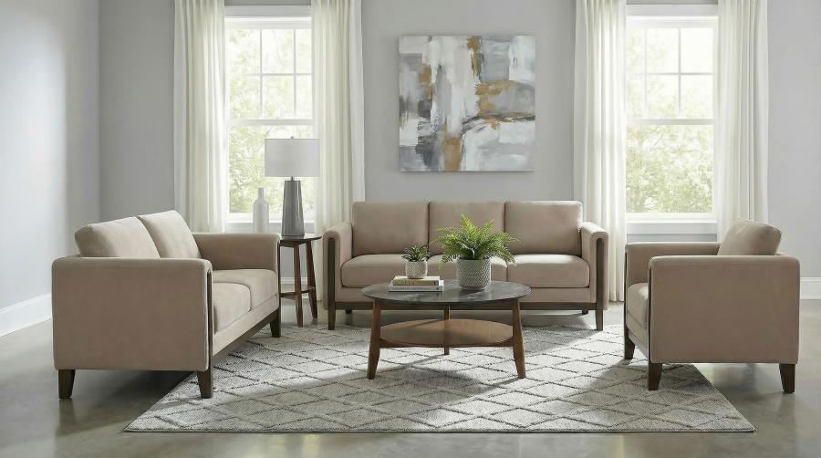 (image for) Islington 3-piece Upholstered Panel Arm Sofa Set Taupe