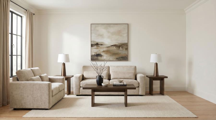 (image for) Amador 2-piece Chenille Upholstered Track Arm Sofa Set Camel
