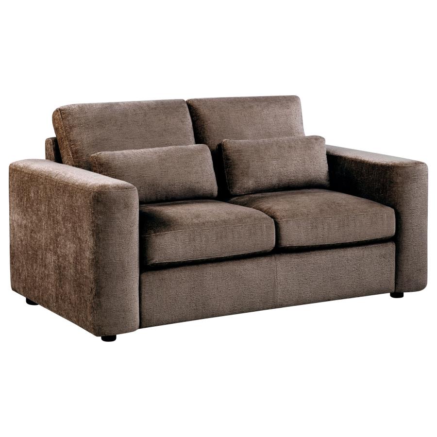 (image for) Amador Chenille Upholstered Track Arm Loveseat Chocolate