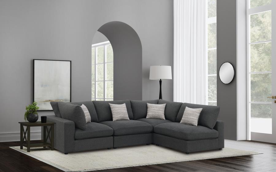 (image for) Serene 4-piece Upholstered Modular Sectional Sofa Charcoal