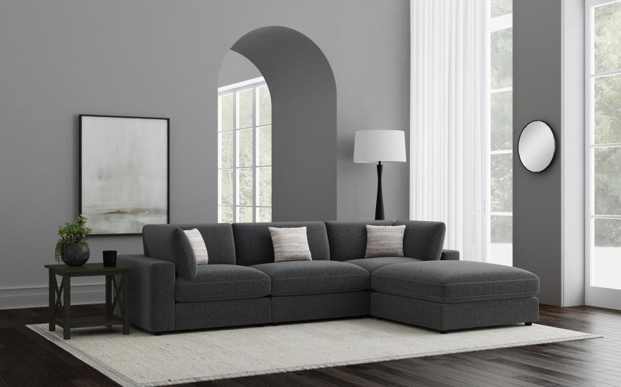 (image for) Serene 4-piece Upholstered Modular Sectional Sofa Charcoal