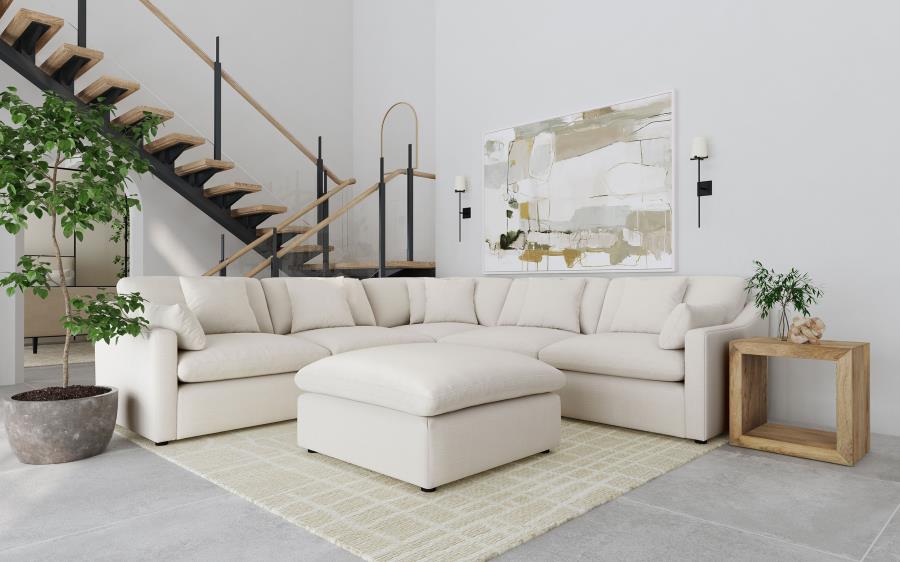 (image for) Hobson 6-piece Upholstered Modular Sectional Sofa Ivory