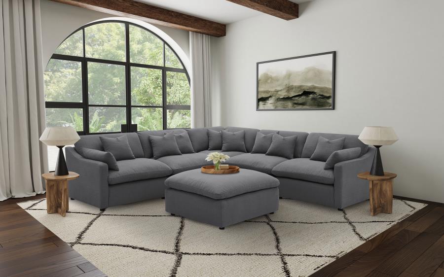 (image for) Hobson 6-piece Upholstered Modular Sectional Sofa Charcoal