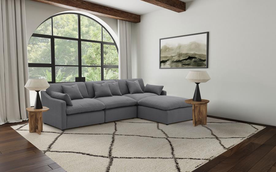 (image for) Hobson 4-piece Upholstered Modular Sectional Sofa Charcoal