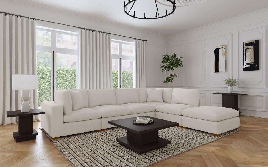 (image for) Lakeview 6-piece Upholstered Modular Sectional Sofa Ivory
