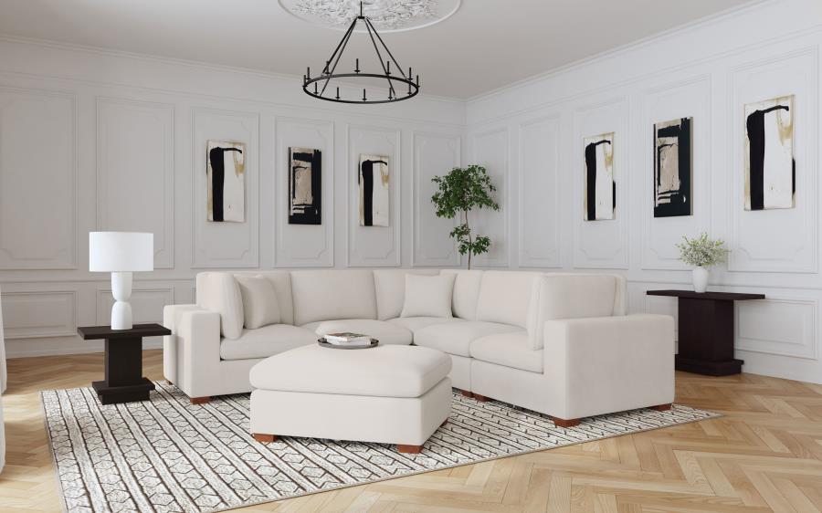 (image for) Lakeview 6-piece Upholstered Modular Sectional Sofa Ivory