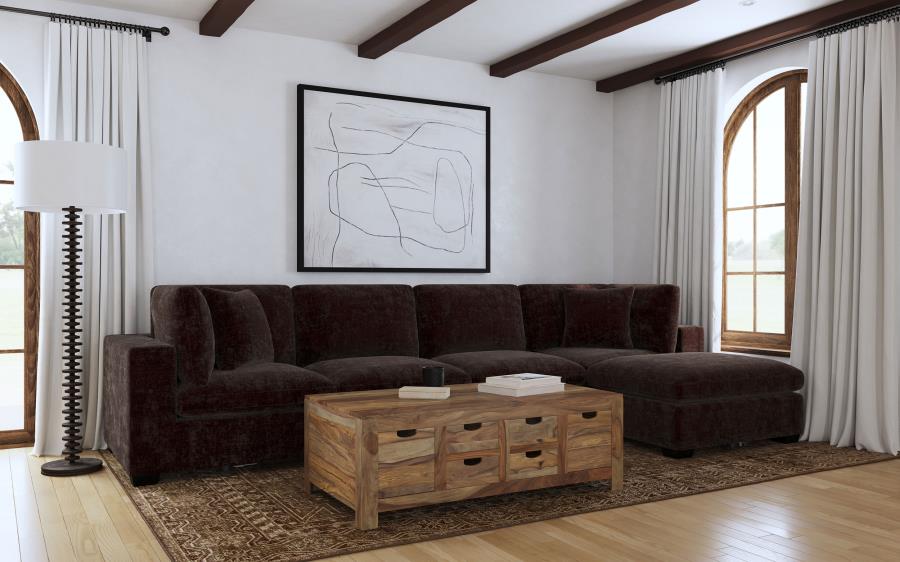 (image for) Lakeview 5-piece Upholstered Modular Sectional Chocolate