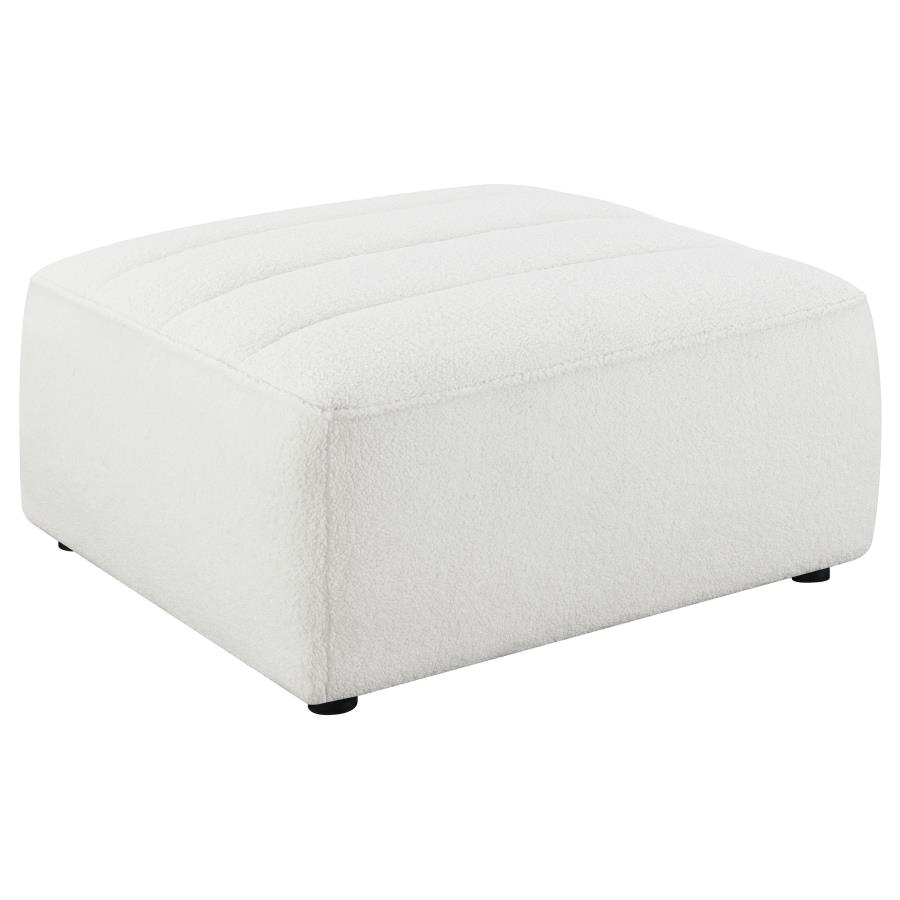 (image for) Sunny Square Upholstered Ottoman Ivory Sherpa