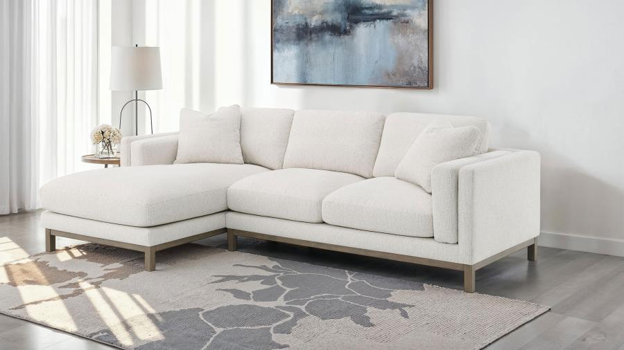 (image for) Geneva Boucle Upholstered Sectional Chaise Sofa Sand