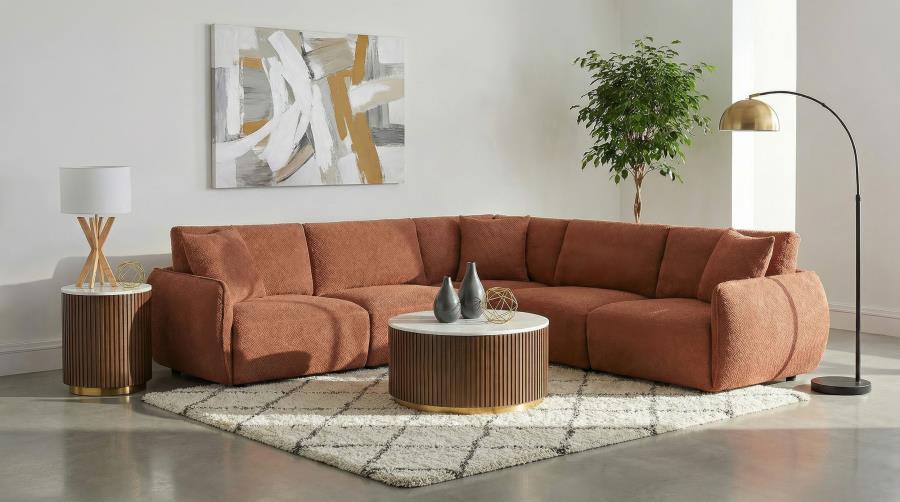 (image for) Elysia 5-piece Fabric Upholstered Modular Sectional Sofa Coral