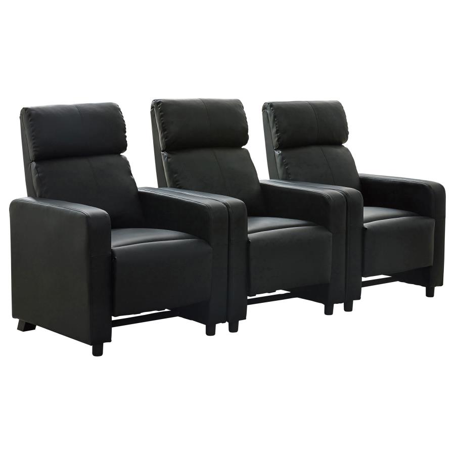 (image for) Toohey Upholstered Tufted Recliner Living Room Set Black