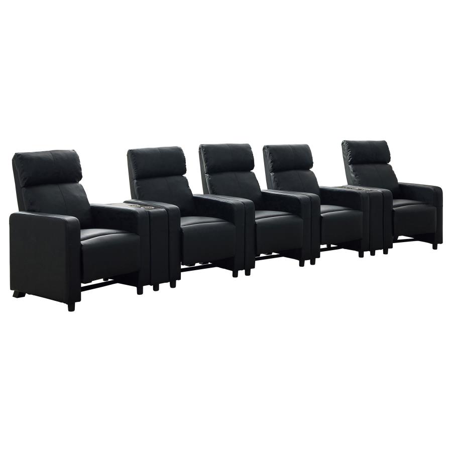 (image for) Toohey Upholstered Tufted Recliner Living Room Set Black