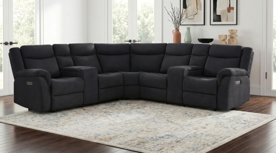 (image for) Hagen Upholstered Power Reclining Sectional Sofa Steel Grey
