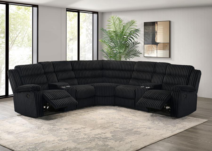 (image for) Atkinson Upholstered Reclining Sectional Sofa Black