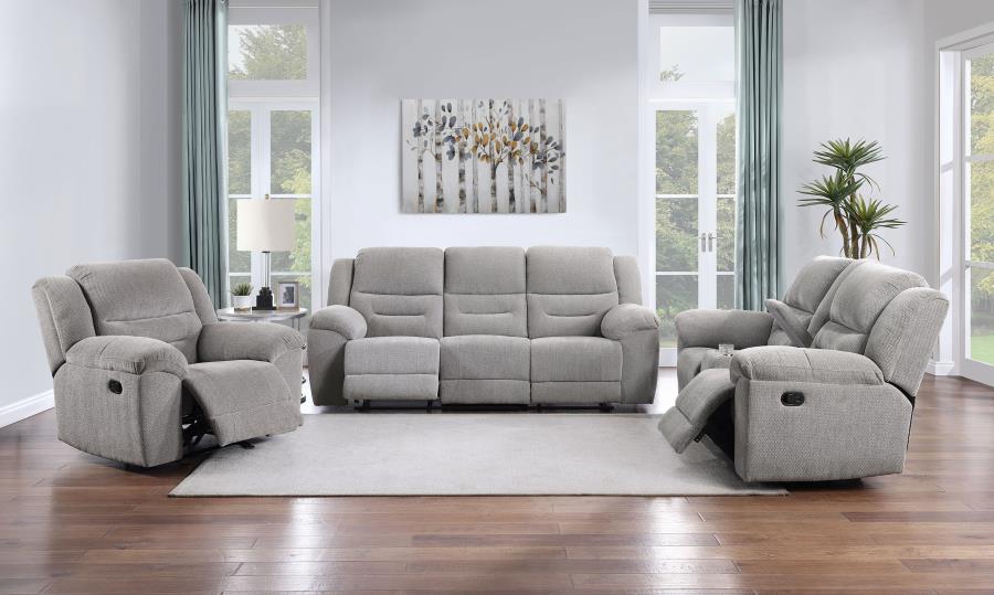 (image for) Gilson 3-piece Chenille Upholstered Reclining Sofa Set Grey