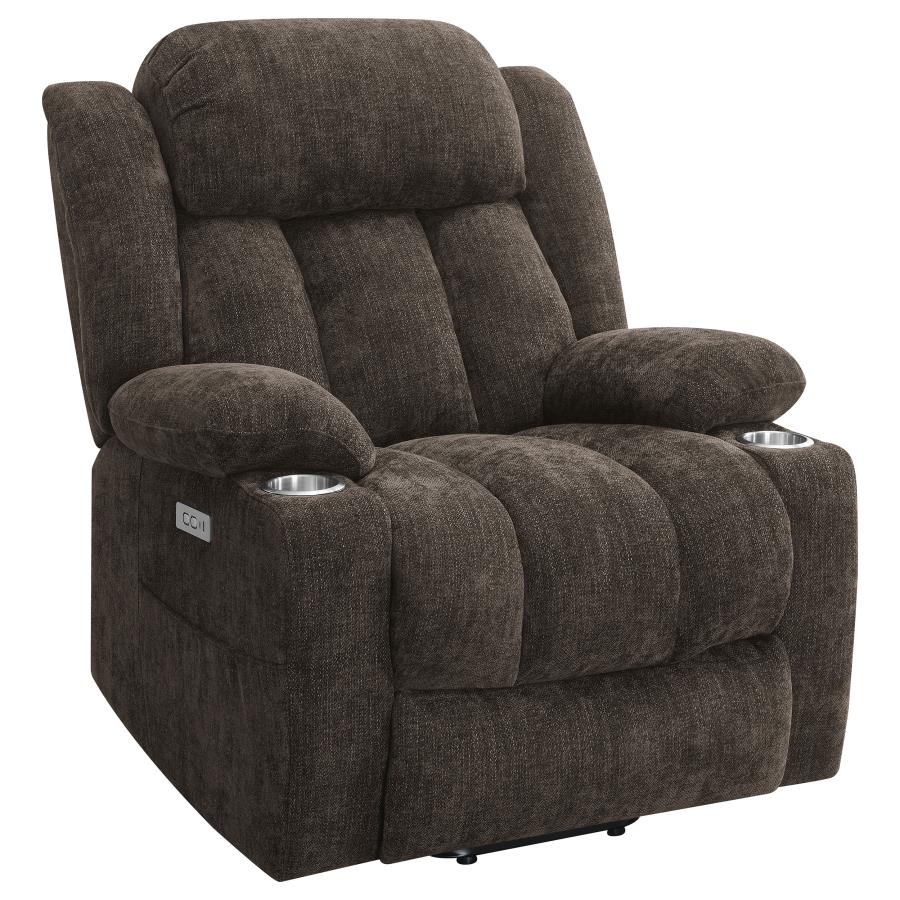 (image for) Houston Upholstered Power Lift Recliner Dark Brown