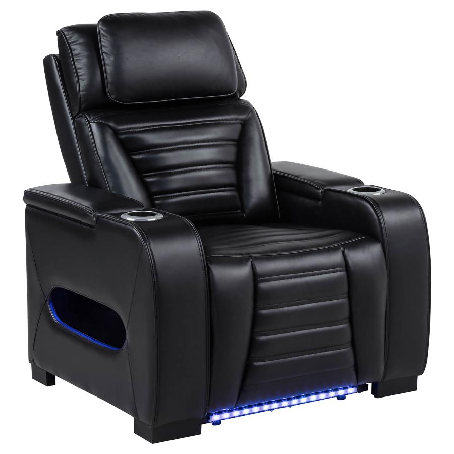 (image for) Zuma Dual Power Recliner with Cupholder Storage and LED Lighting Black
