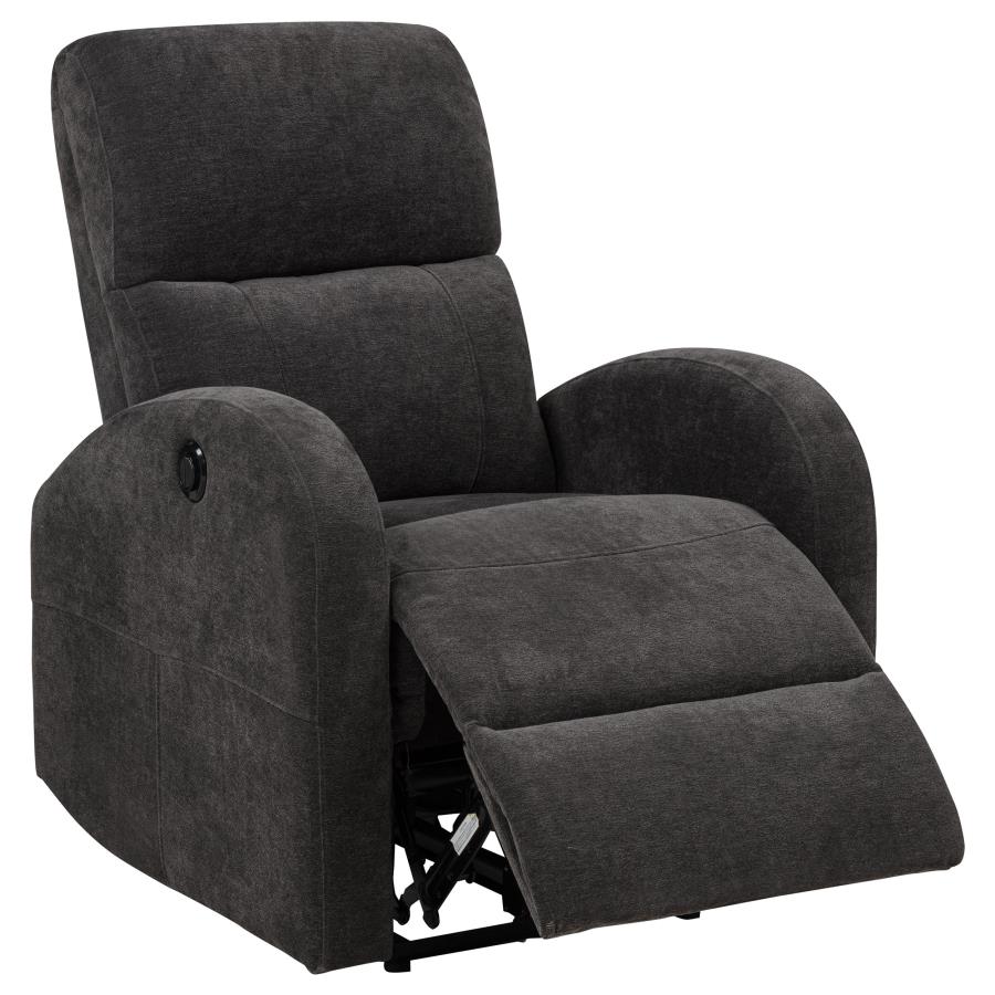 (image for) Grant Fabric Upholstered Power Recliner Chair Charcoal Grey