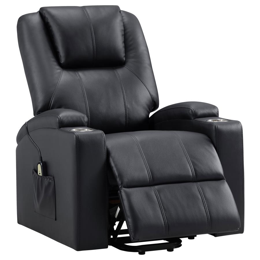 (image for) Armstrong Tufted Faux Leather Power Lift Massage Recliner Espresso