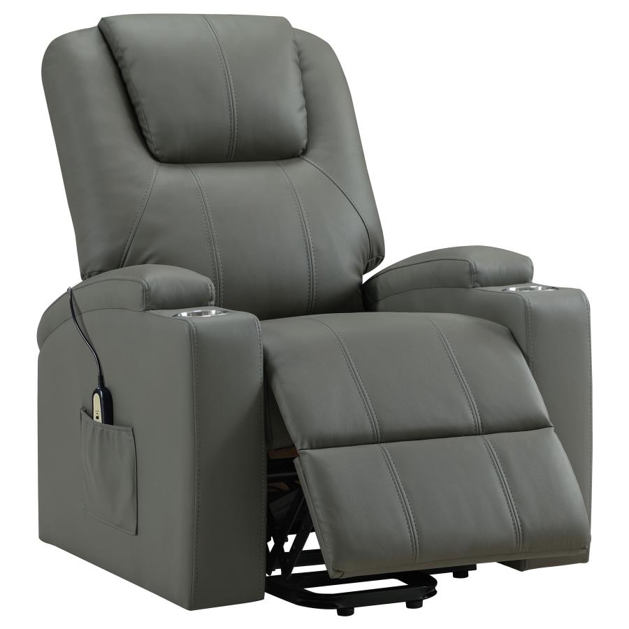 (image for) Armstrong Tufted Faux Leather Power Lift Massage Recliner Grey