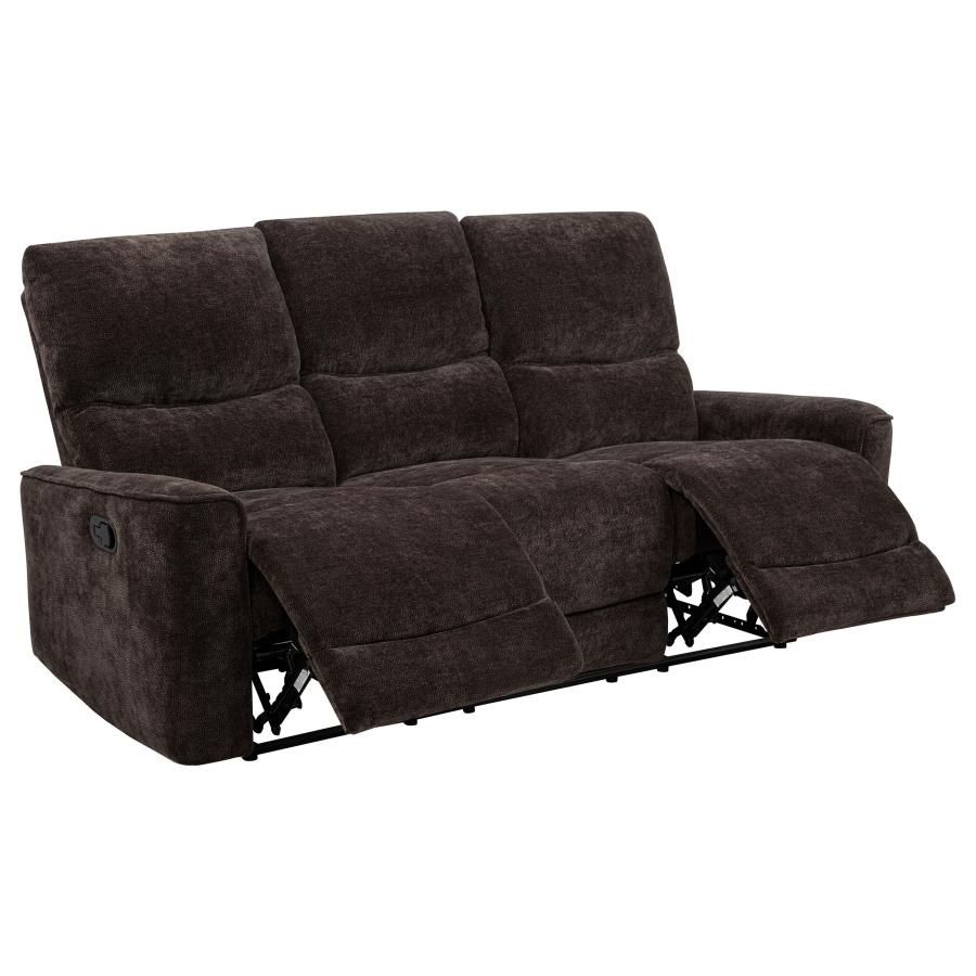 (image for) Navarro Chenille Upholstered Reclining Sofa Dark Brown