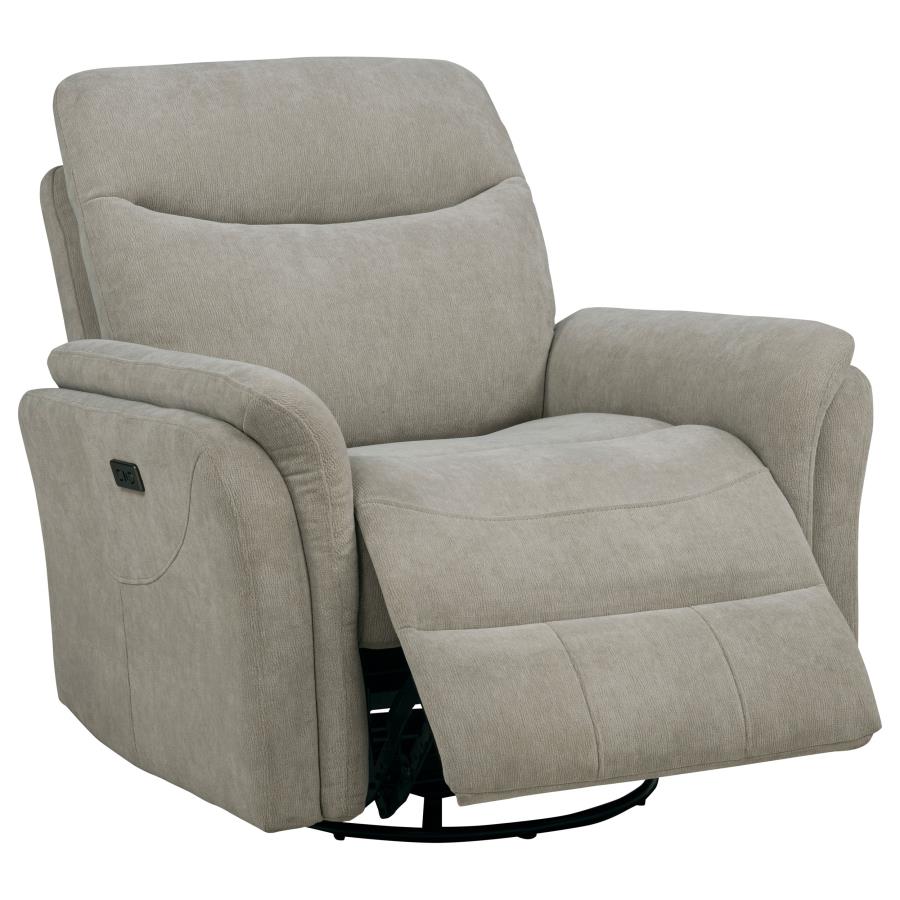 (image for) Adler Upholstered Power Swivel Glider Recliner Greige