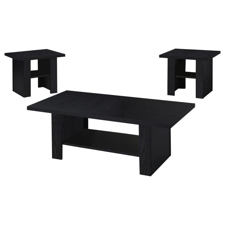 (image for) Rodez 3-piece Engineered Wood Coffee Table Set Black