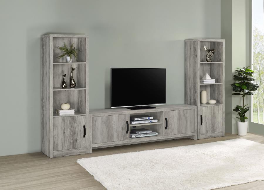 (image for) Burke 3-Piece TV Entertainment Center Fits 75-Inch TVs Grey Driftwood