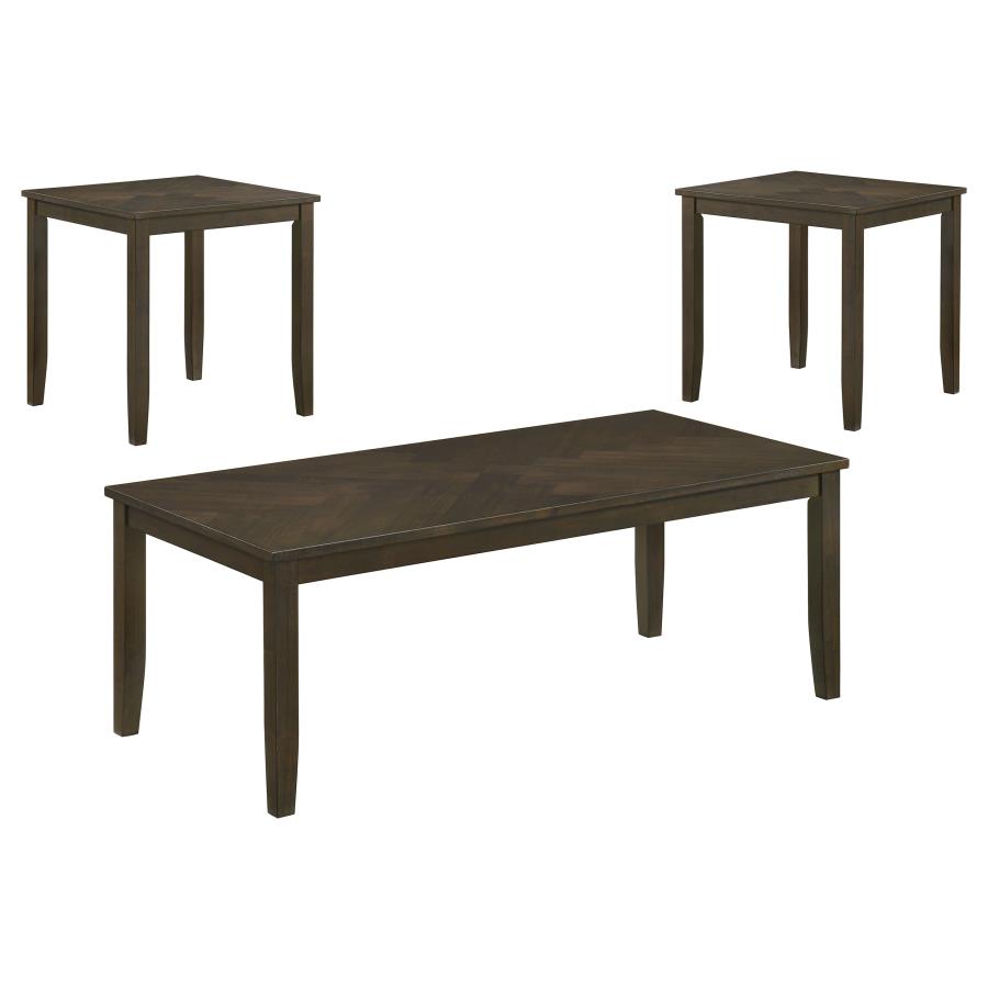 (image for) Holmes 3-Piece Geometric Top Coffee Table Set Dark Brown
