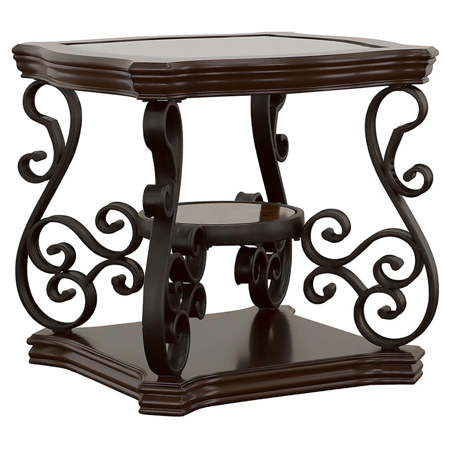 (image for) Laney 1-shelf Glass Top Square End Table Deep Merlot