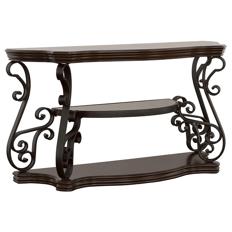 (image for) Laney Scrollwork Entryway Sofa Console Table Deep Merlot