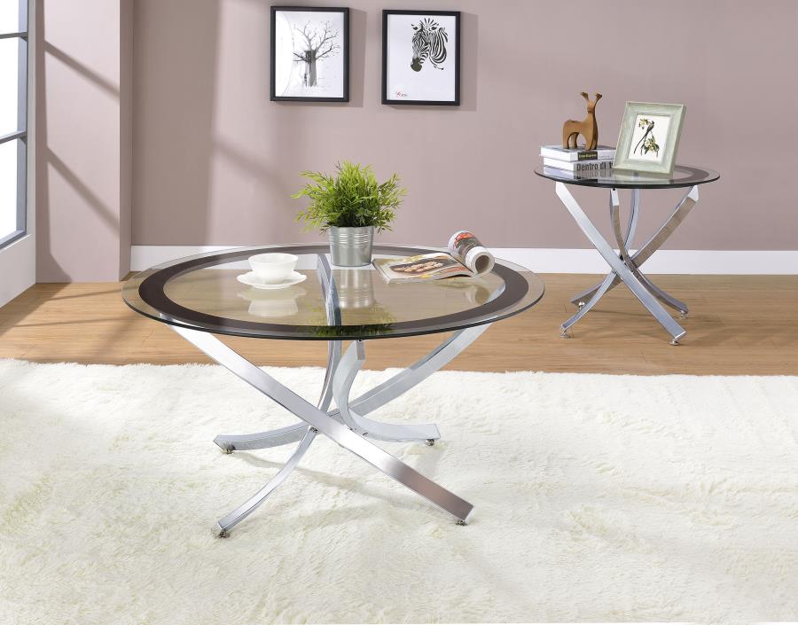 (image for) Brooke 2-piece Round Coffee and End Table Set Chrome