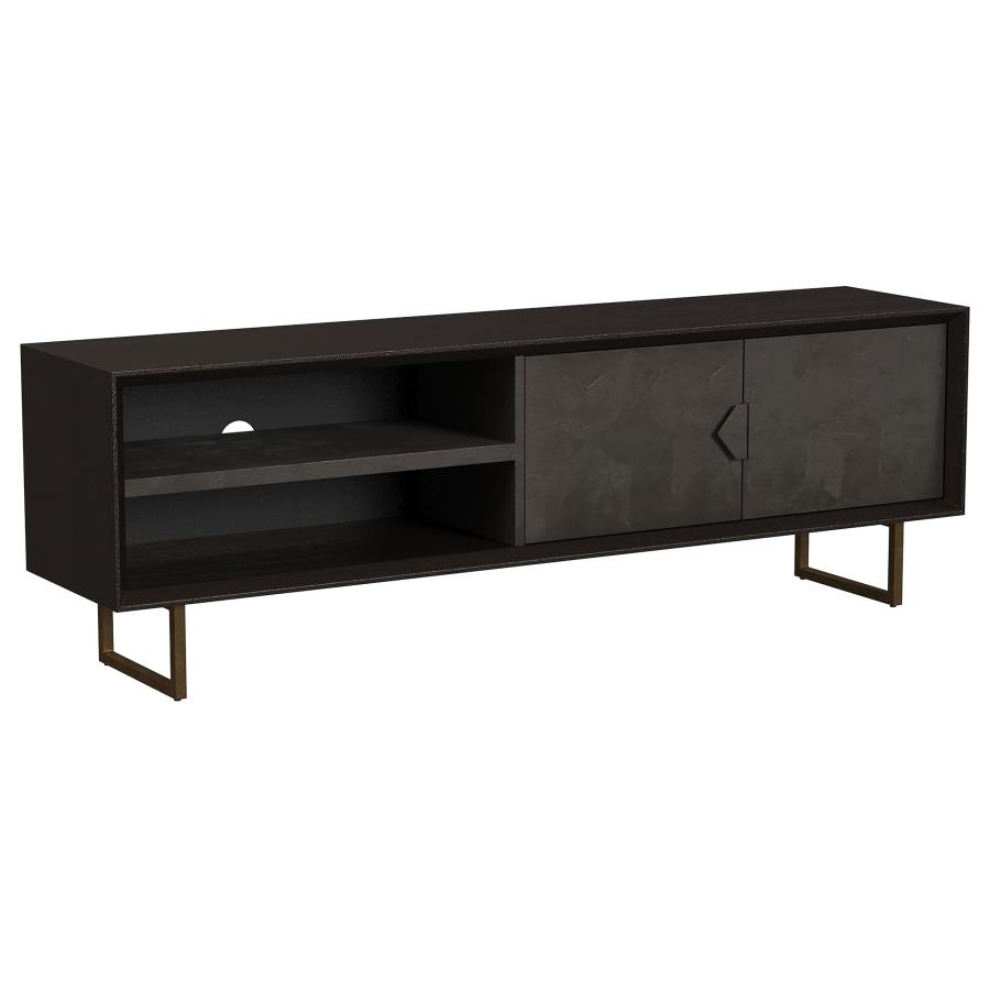 (image for) Marsden 2-door Mango Wood 70-inch TV Stand Charcoal Black